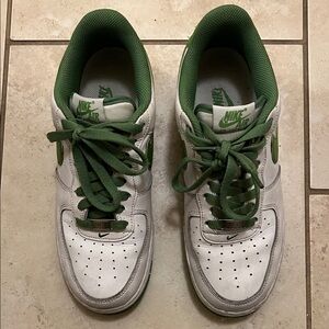 Nike White and Green Athletic Shoes